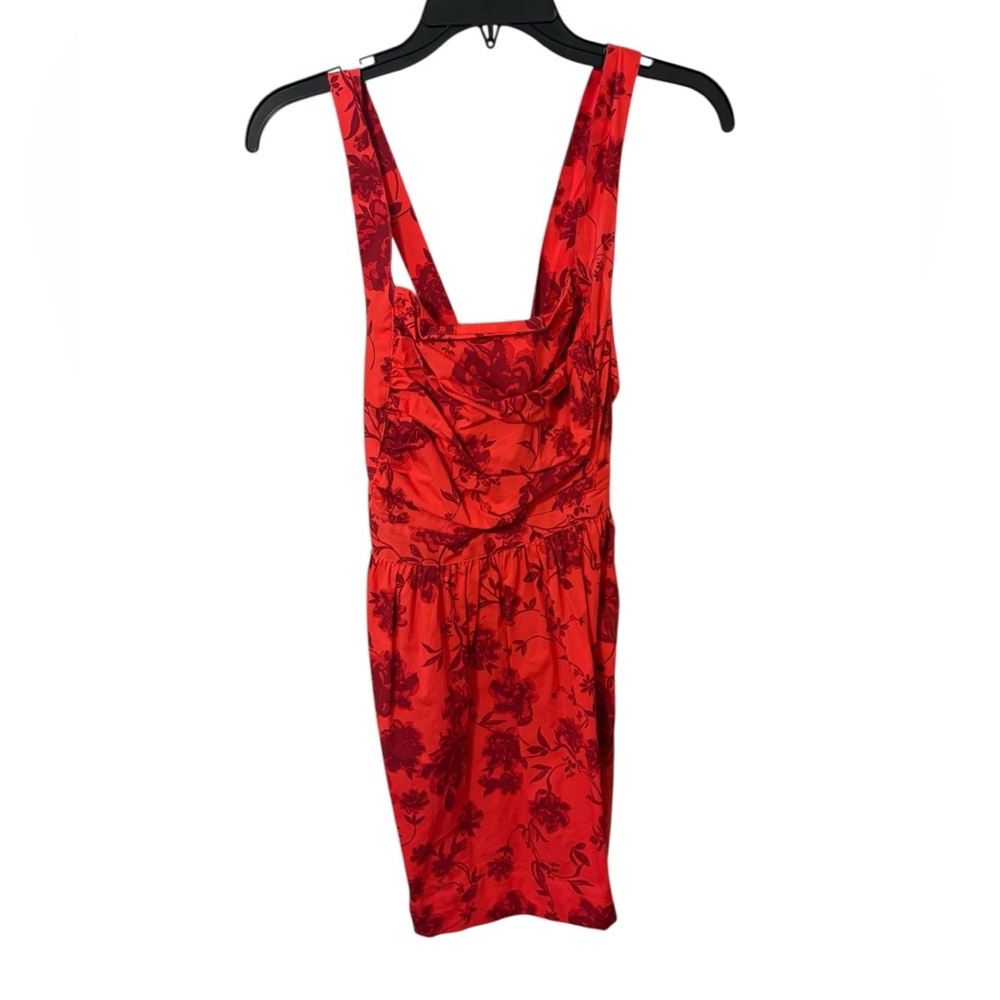 Free People Red Floral Satin Cowl Midi Dress